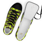 Women’s High Top Canvas Shoes Electric Lime and Livid Brown Plaid - Scottish Squares