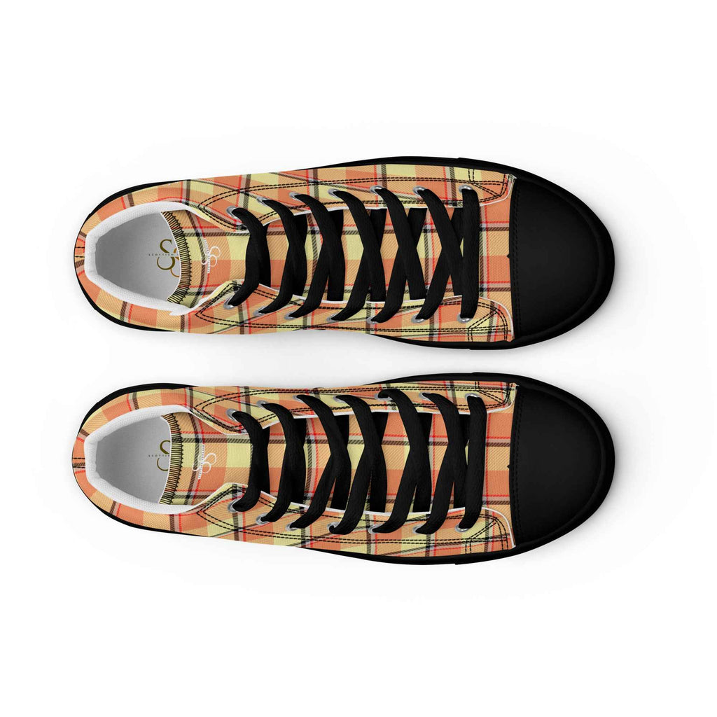 Women’s High Top Canvas Shoes Claystone and Morning Mist Plaid - Scottish Squares