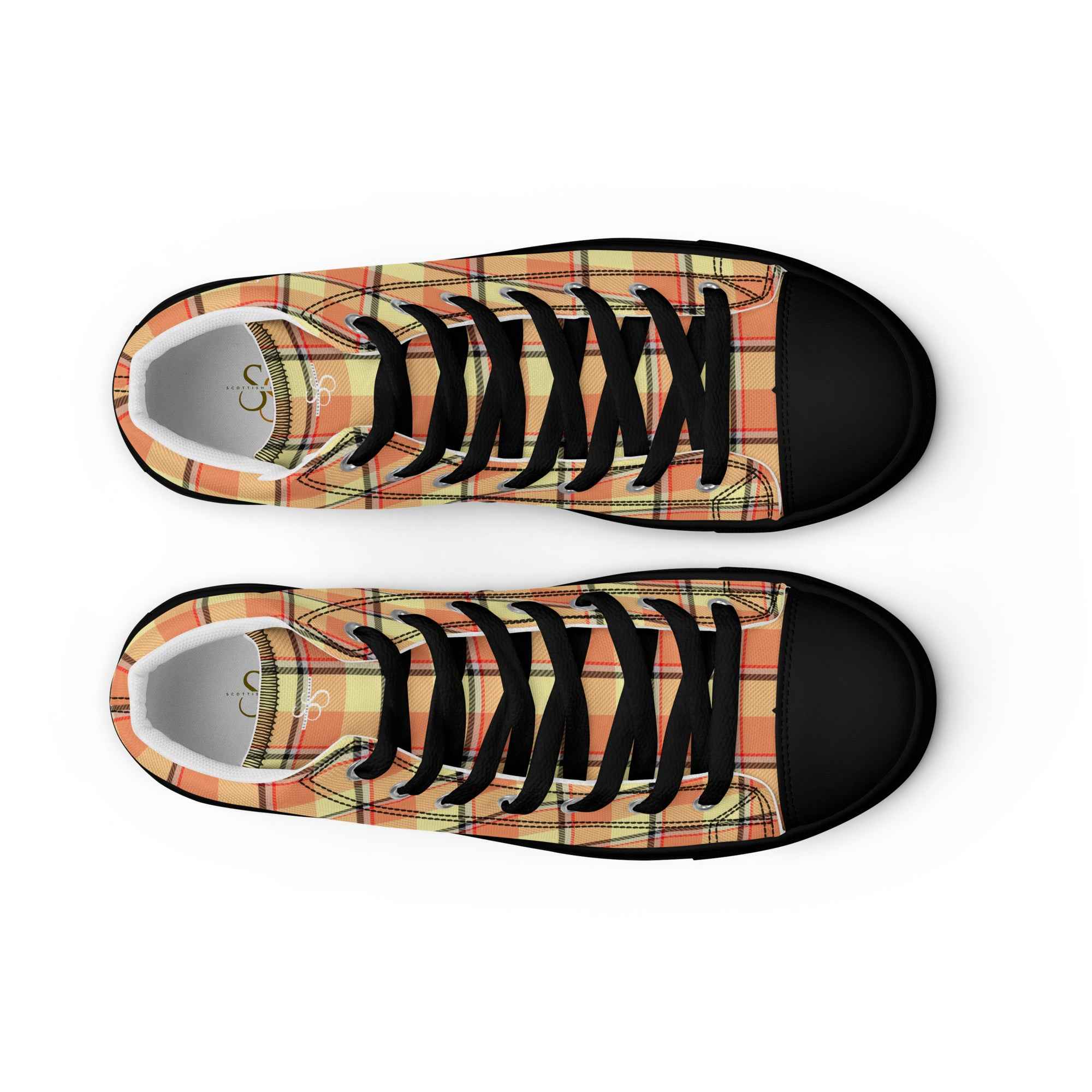 Women’s High Top Canvas Shoes Claystone and Morning Mist Plaid - Scottish Squares