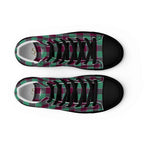 Women’s High Top Canvas Shoes Ocean Green and Mulberry Wood Plaid - Scottish Squares