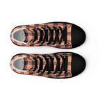 Women’s High Top Canvas Shoes Hit Pink and Livid Brown Plaid - Scottish Squares