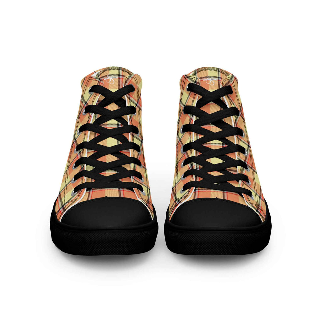 Women’s High Top Canvas Shoes Claystone and Morning Mist Plaid - Scottish Squares