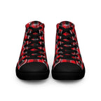 Women’s High Top Canvas Shoes Red Ribbon and Heavy Metal Plaid - Scottish Squares