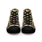 Women’s High Top Canvas Shoes Flax and Livid Brown Plaid - Scottish Squares