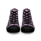 Women’s High Top Canvas Shoes Light Wisteria and Livid Brown Plaid - Scottish Squares
