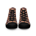 Women’s High Top Canvas Shoes Hit Pink and Livid Brown Plaid - Scottish Squares