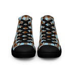 Women’s High Top Canvas Shoes Blizzard Blue and Livid Brown Plaid - Scottish Squares