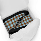 Women’s High Top Canvas Shoes Blizzard Blue and Livid Brown Plaid - Scottish Squares