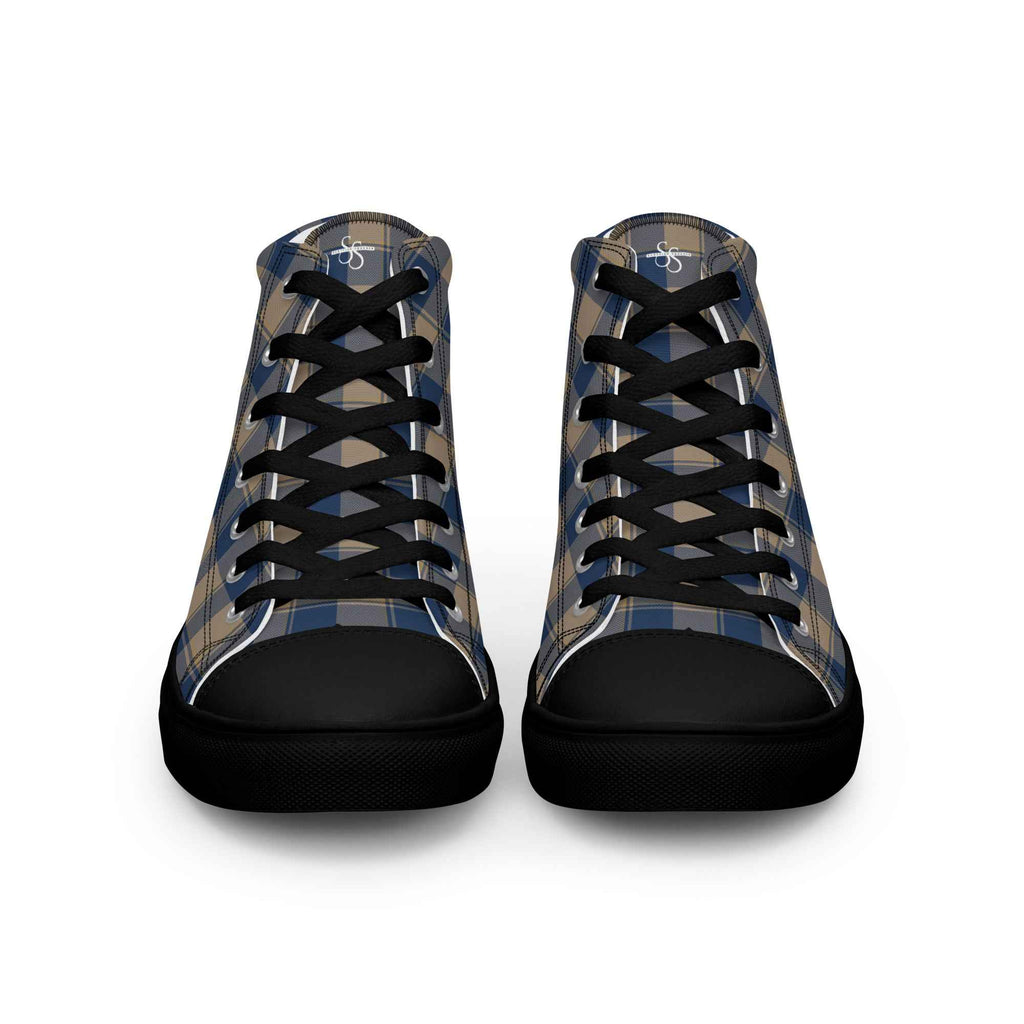 Women’s High Top Canvas Shoes Cello and Donkey Brown Plaid - Scottish Squares