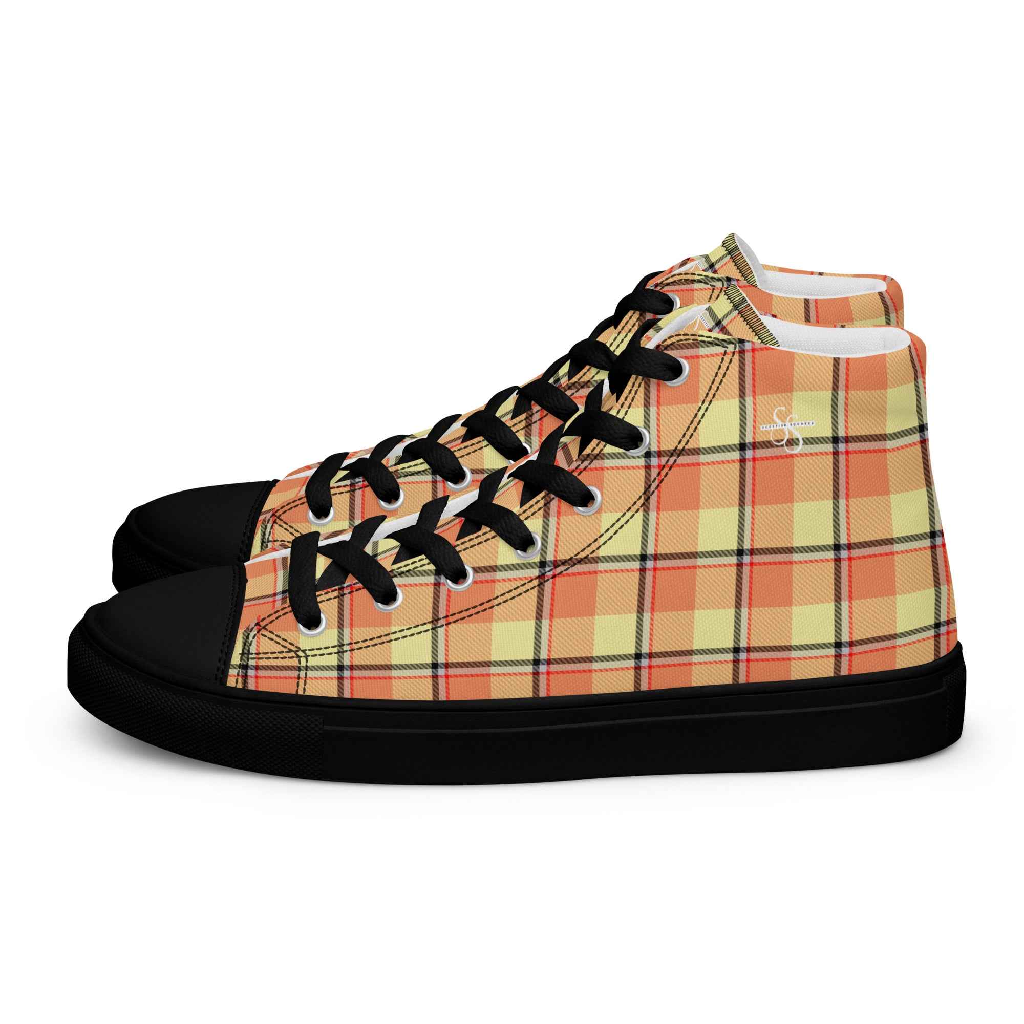 Women’s High Top Canvas Shoes Claystone and Morning Mist Plaid - Scottish Squares