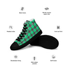 Women’s High Top Canvas Shoes Spring Green and Finlandia Plaid - Scottish Squares