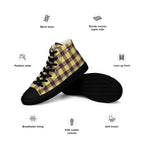 Women’s High Top Canvas Shoes Flax and Livid Brown Plaid - Scottish Squares