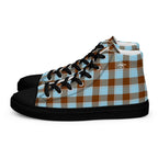 Women’s High Top Canvas Shoes Blizzard Blue and Livid Brown Plaid - Scottish Squares