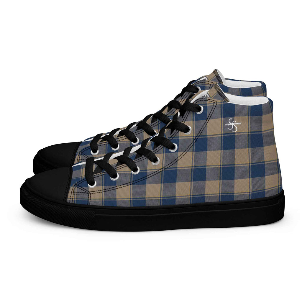 Women’s High Top Canvas Shoes Cello and Donkey Brown Plaid - Scottish Squares