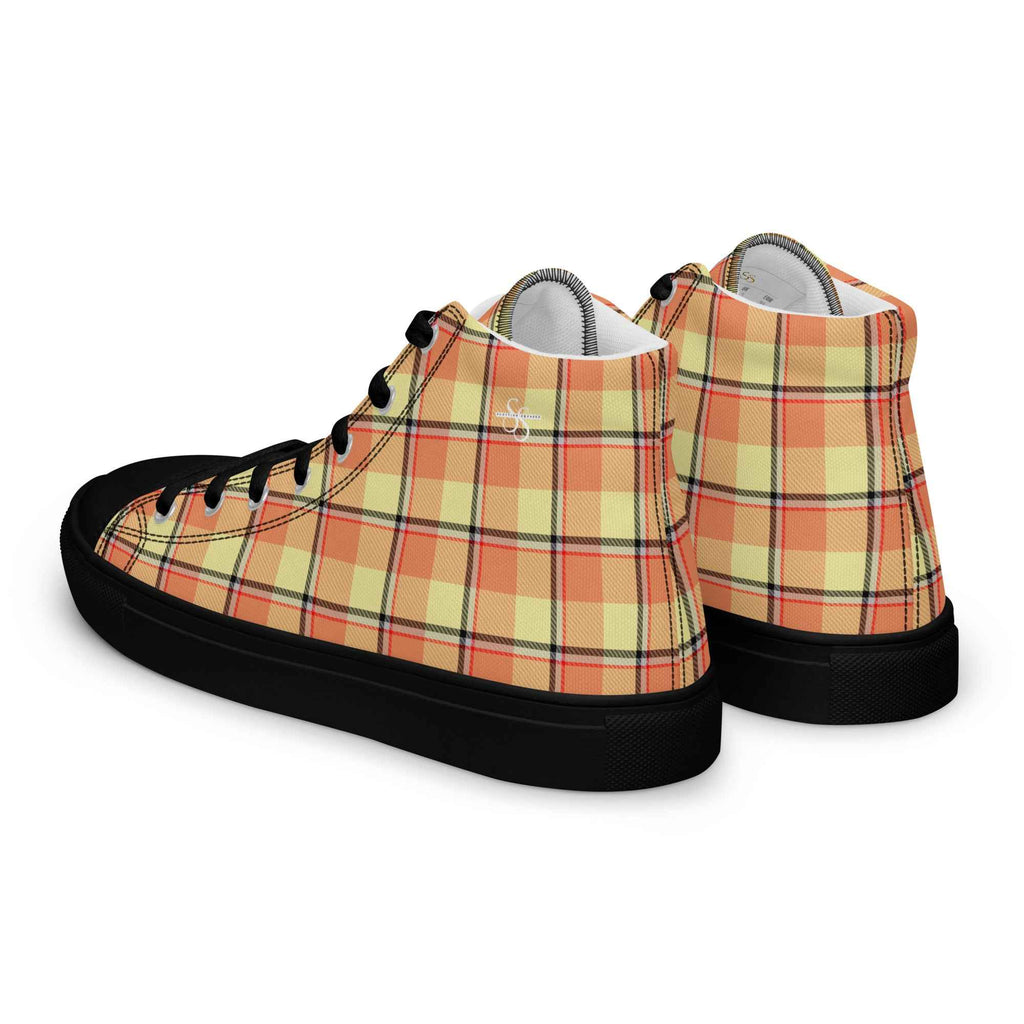 Women’s High Top Canvas Shoes Claystone and Morning Mist Plaid - Scottish Squares