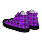 Women’s High Top Canvas Shoes Electric Violet and Fuchsia Plaid - Scottish Squares