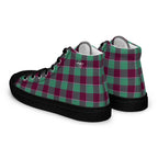 Women’s High Top Canvas Shoes Ocean Green and Mulberry Wood Plaid - Scottish Squares