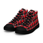 Women’s High Top Canvas Shoes Red Ribbon and Heavy Metal Plaid - Scottish Squares
