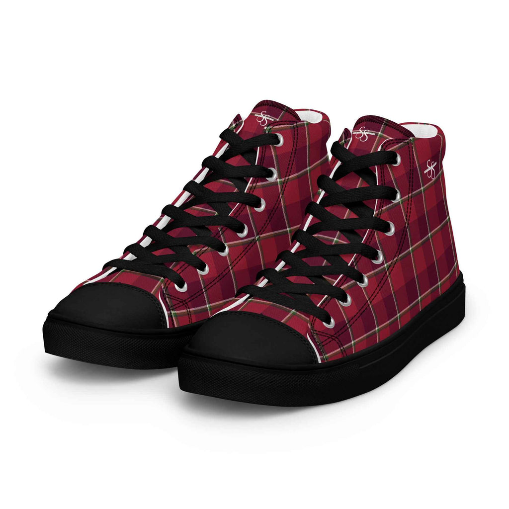 Women’s High Top Canvas Shoes Old Brick and Cab Sav Plaid - Scottish Squares