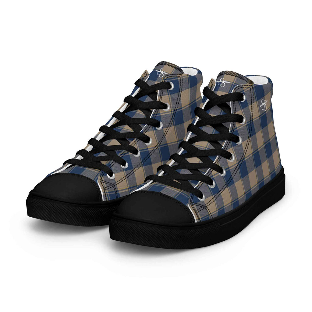 Women’s High Top Canvas Shoes Cello and Donkey Brown Plaid - Scottish Squares