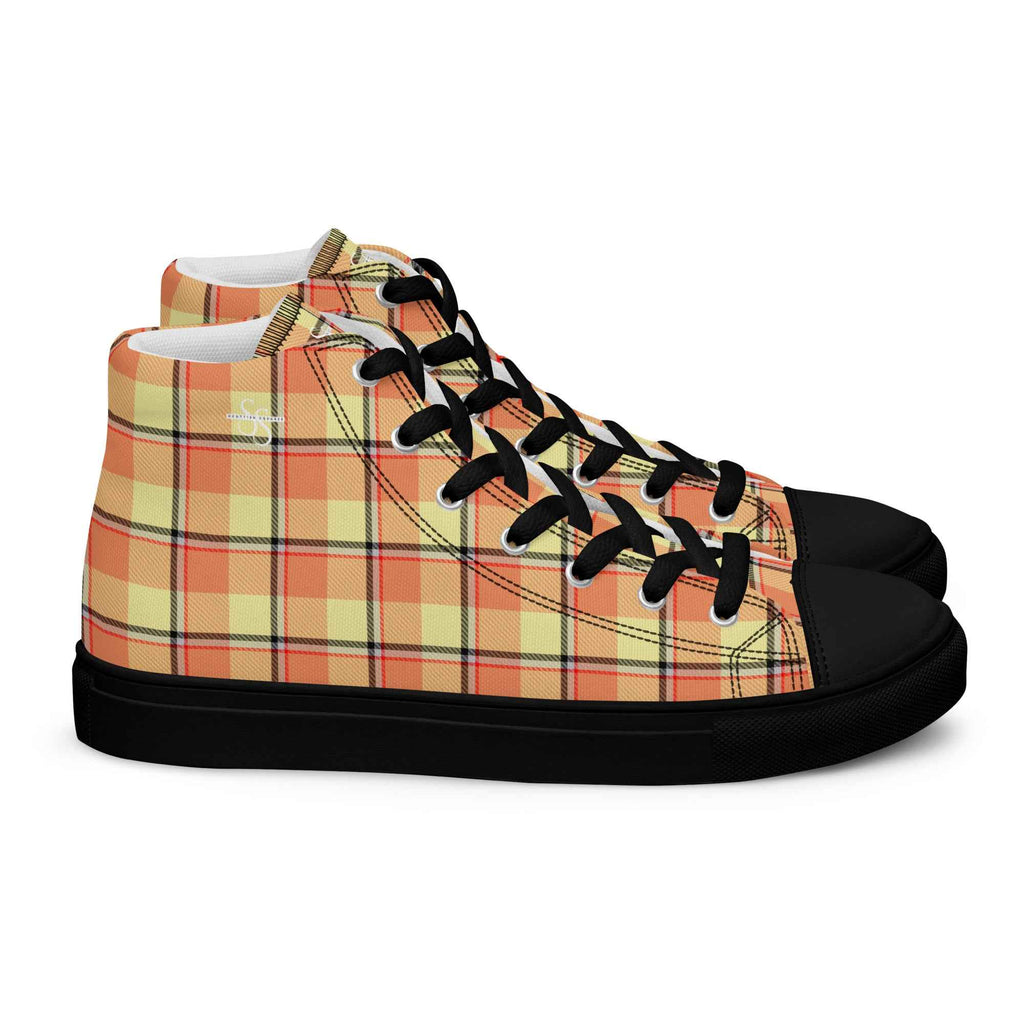 Women’s High Top Canvas Shoes Claystone and Morning Mist Plaid 12 - Scottish Squares
