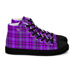 Women’s High Top Canvas Shoes Electric Violet and Fuchsia Plaid 12 - Scottish Squares