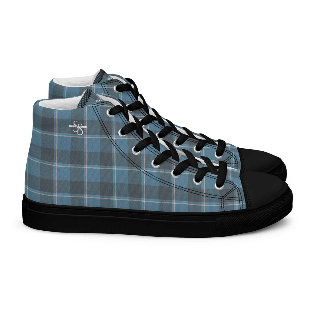 Women’s High Top Canvas Shoes Hoki and Shuttle Gray Plaid 12 - Scottish Squares