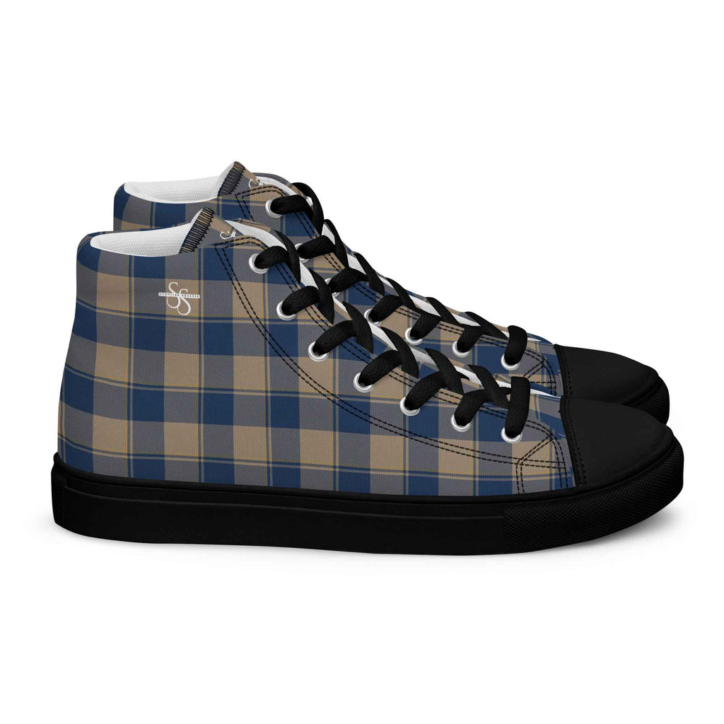 Women’s High Top Canvas Shoes Cello and Donkey Brown Plaid 12 - Scottish Squares