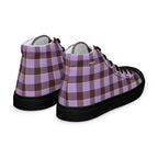 Women’s High Top Canvas Shoes Light Wisteria and Livid Brown Plaid - Scottish Squares