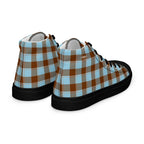 Women’s High Top Canvas Shoes Blizzard Blue and Livid Brown Plaid - Scottish Squares