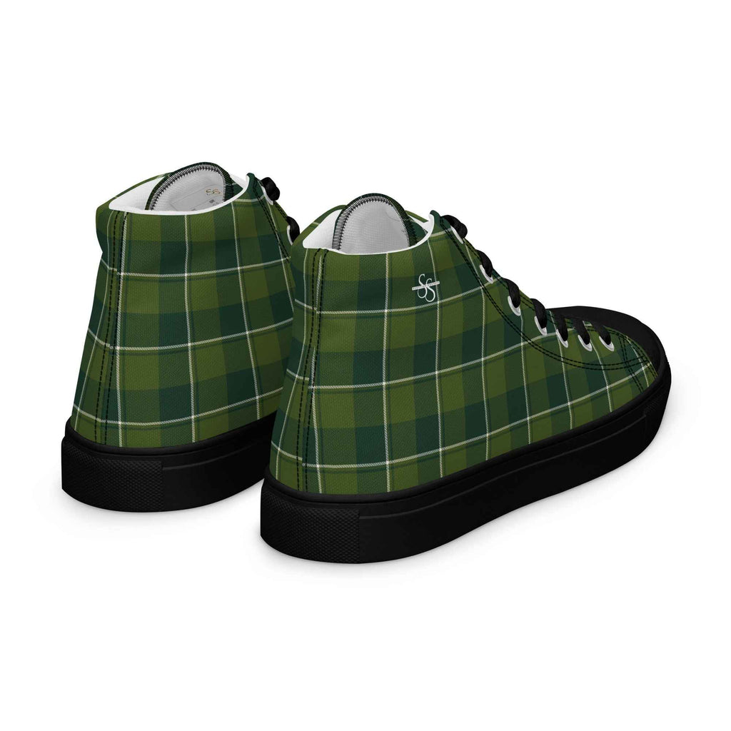 Women’s High Top Canvas Shoes Woodland and Evergreen Plaid - Scottish Squares