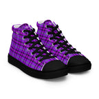 Women’s High Top Canvas Shoes Electric Violet and Fuchsia Plaid - Scottish Squares