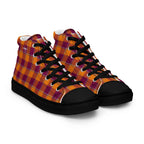 Women’s High Top Canvas Shoes Tahiti Gold and Rose Bud Cherry Plaid - Scottish Squares