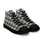 Women’s High Top Canvas Shoes Blizzard Blue and Livid Brown Plaid - Scottish Squares