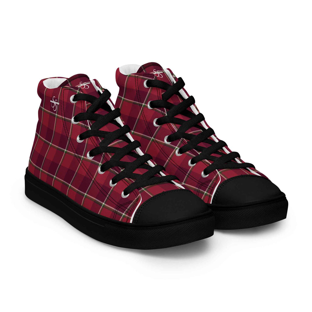 Women’s High Top Canvas Shoes Old Brick and Cab Sav Plaid - Scottish Squares