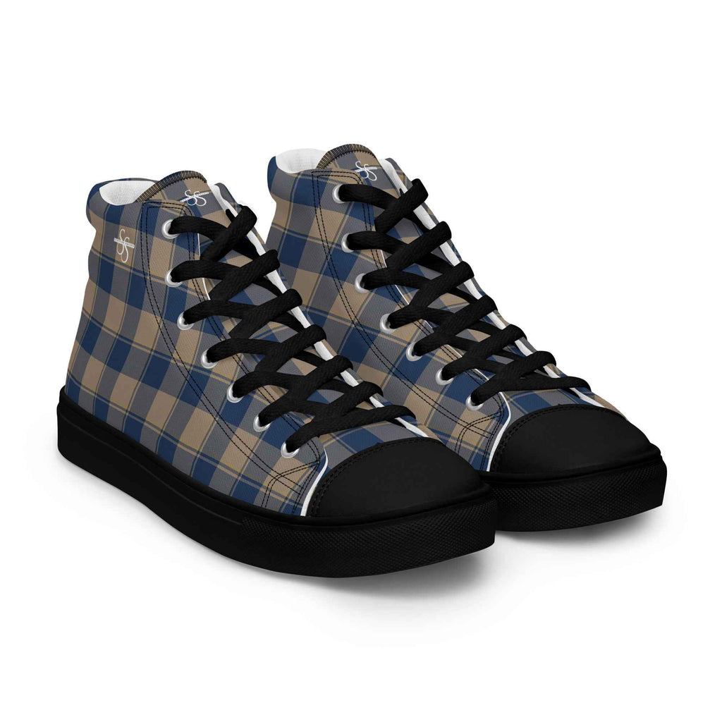 Women’s High Top Canvas Shoes Cello and Donkey Brown Plaid - Scottish Squares