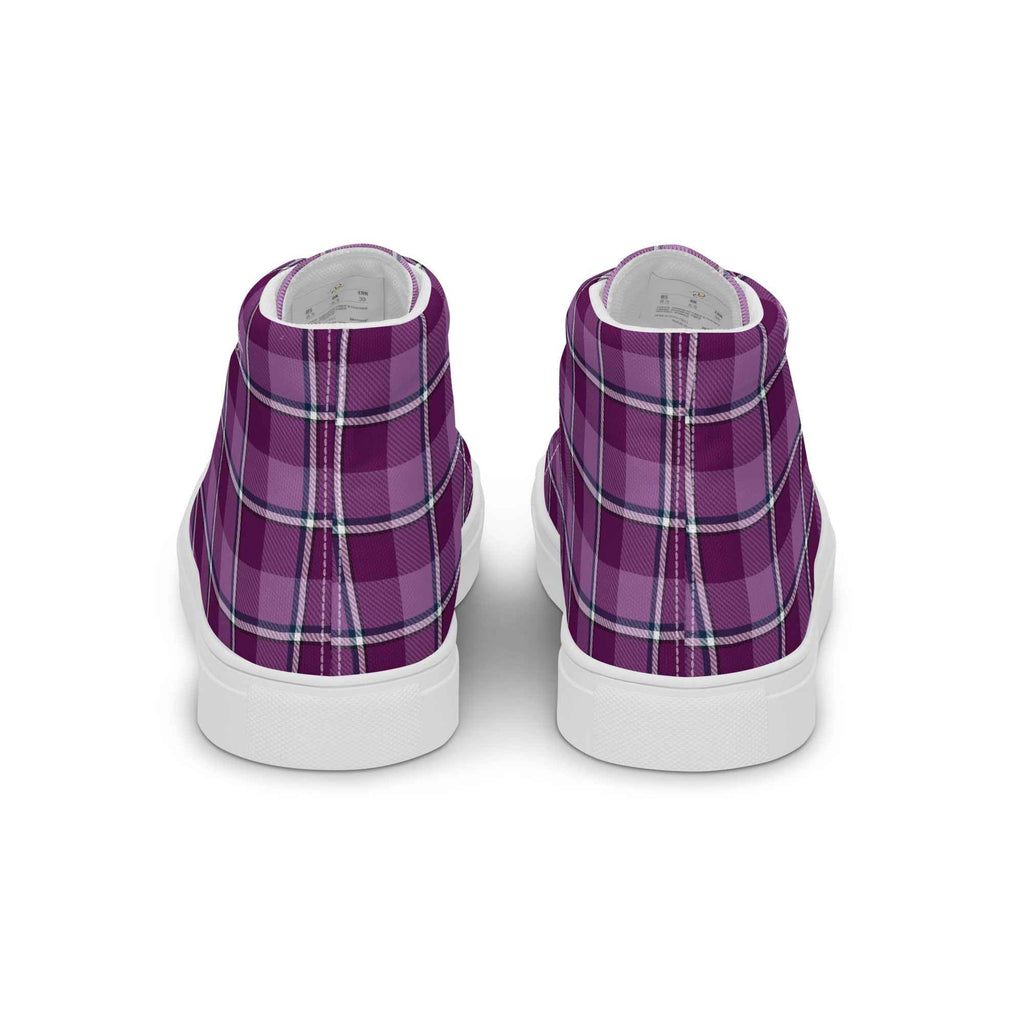 Women’s High Top Canvas Shoes Purple and Trendy Pink Plaid - Scottish Squares
