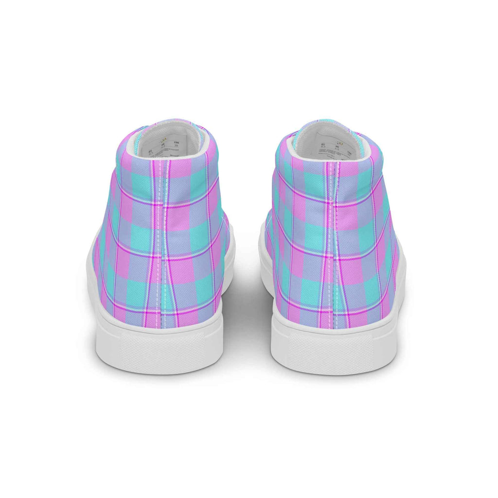Women’s High Top Canvas Shoes Mauve and Coastal Mist Plaid - Scottish Squares