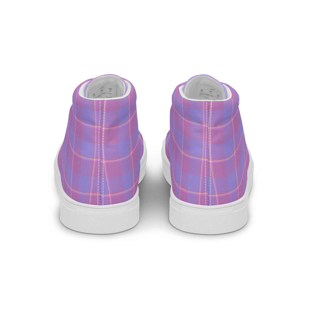 Women’s High Top Canvas Shoes Viola and Dull lavender Plaid - Scottish Squares