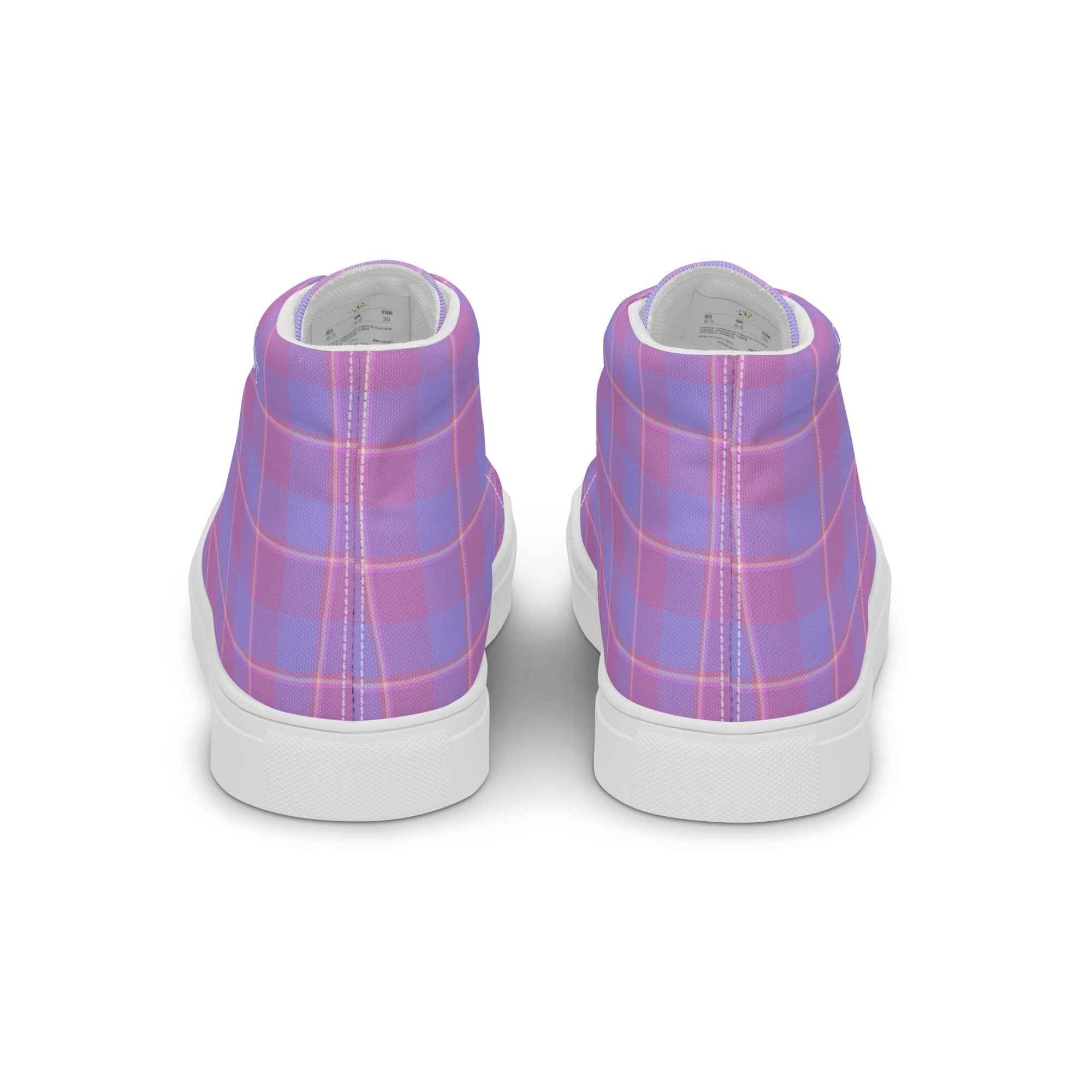 Women’s High Top Canvas Shoes Viola and Dull lavender Plaid - Scottish Squares