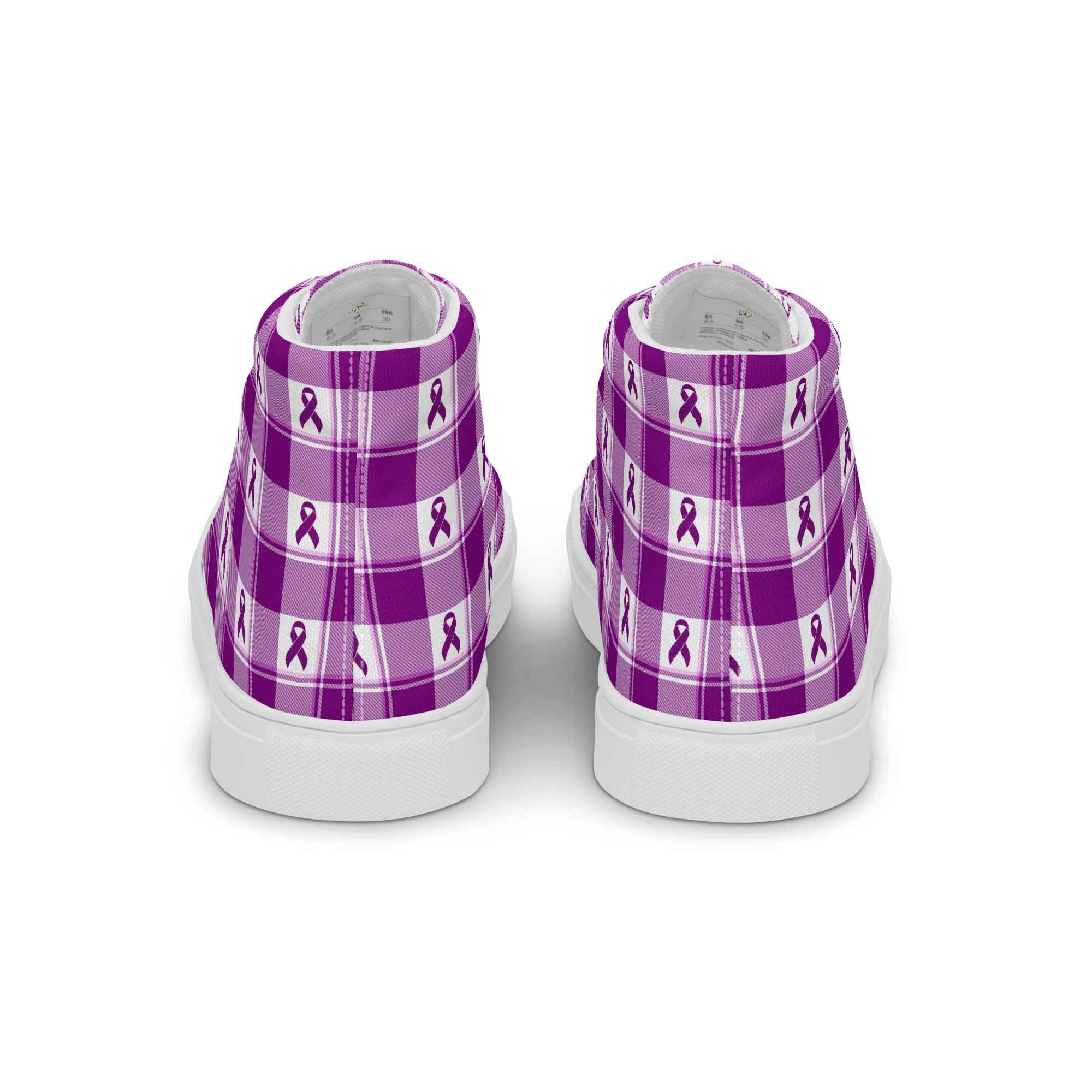 Women’s High Top Canvas Shoes Pancreatic Cancer Awareness Plaid - Scottish Squares