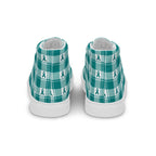 Women’s High Top Canvas Shoes Cervical Cancer Awareness Plaid, Teal Ribbon, Supportive Gift - Scottish Squares