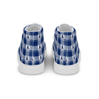Women’s High Top Canvas Shoes Colorectal Cancer Awareness Plaid, Dark Blue Ribbon, Supportive Gift - Scottish Squares