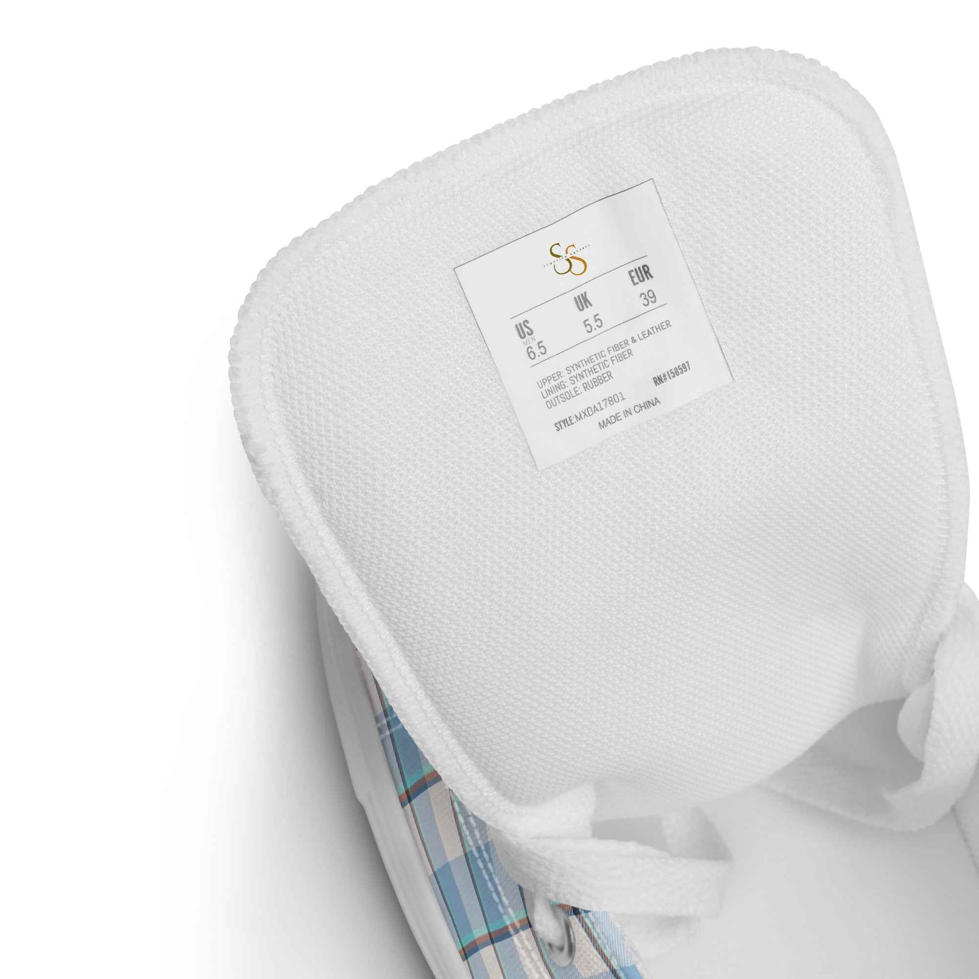 Women’s High Top Canvas Shoes Pink Cloud and Blue Lagoon Plaid - Scottish Squares