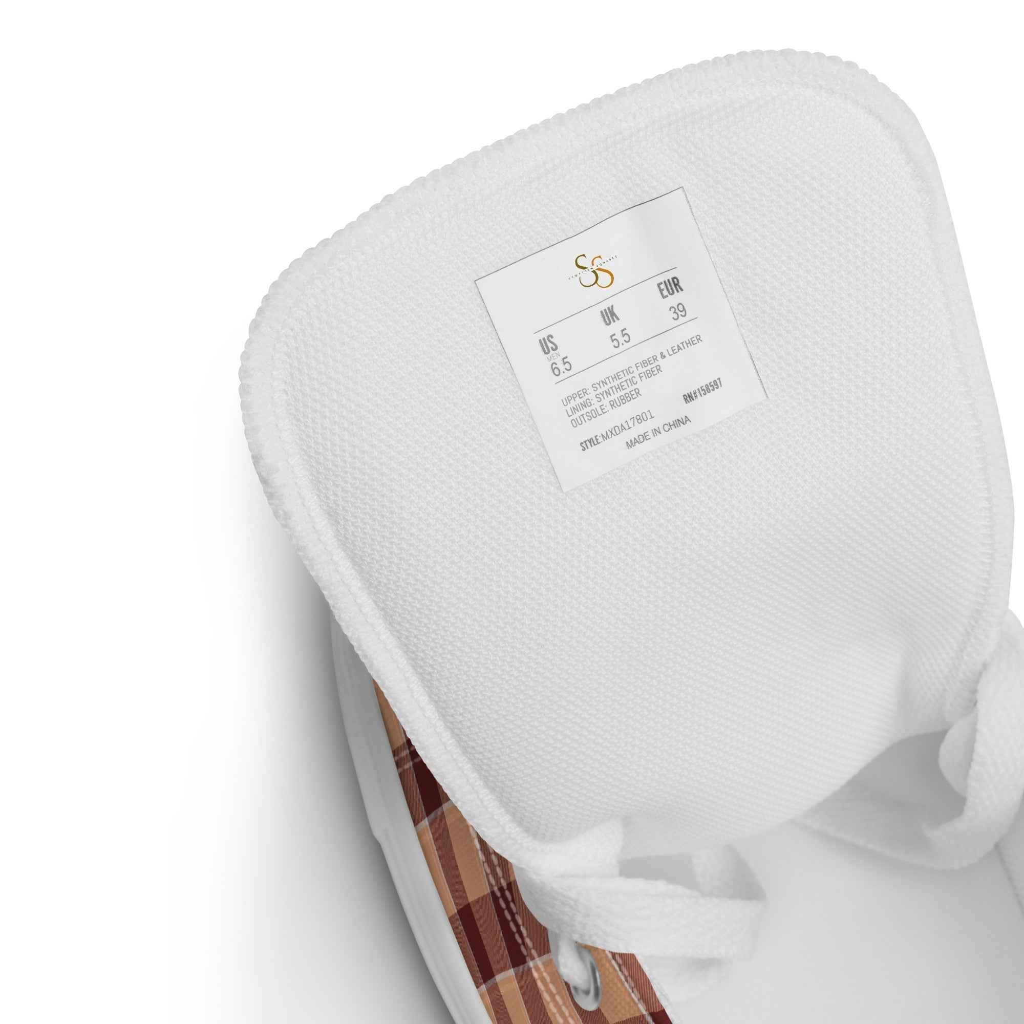 Women’s High Top Canvas Shoes Whiskey and Livid Brown Plaid - Scottish Squares