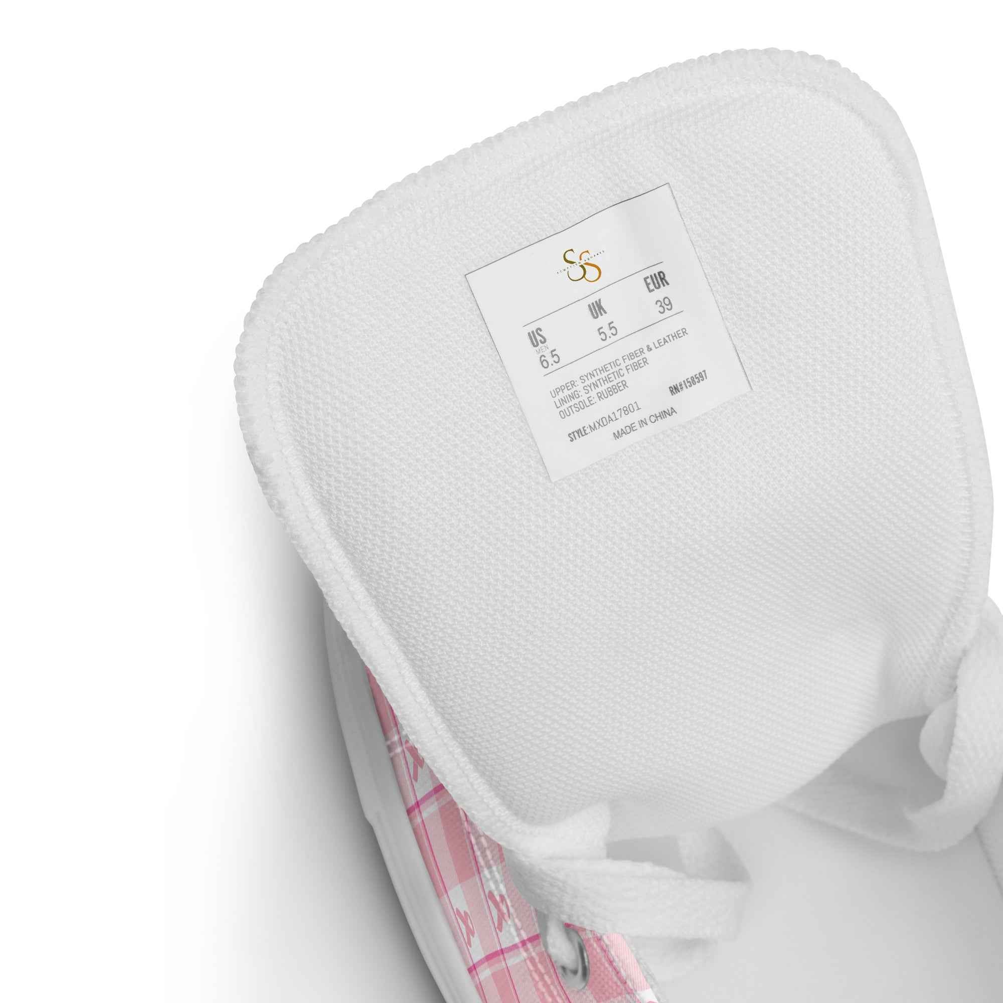 Women’s High Top Canvas Shoes Breast Cancer Awareness Plaid - Scottish Squares