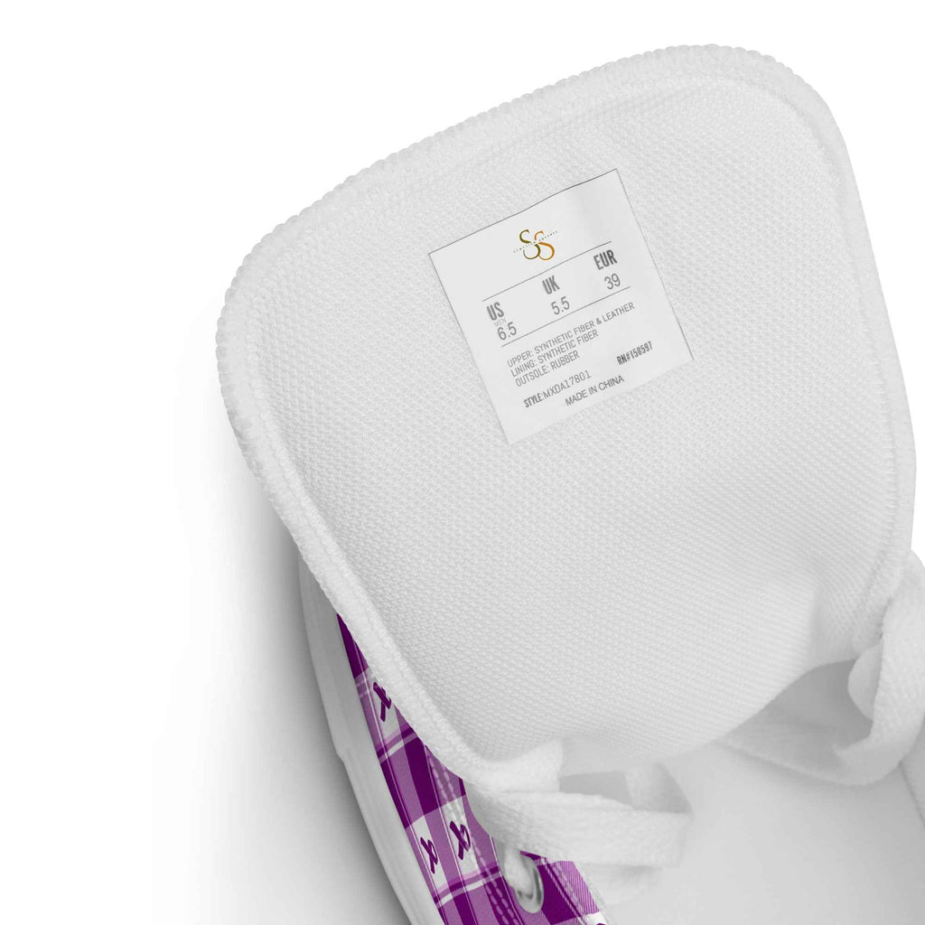 Women’s High Top Canvas Shoes Pancreatic Cancer Awareness Plaid - Scottish Squares