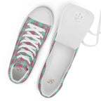 Women’s High Top Canvas Shoes Vista Blue and Turkish Rose Plaid - Scottish Squares