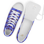 Women’s High Top Canvas Shoes Cornflower Blue and Livid Brown Plaid - Scottish Squares
