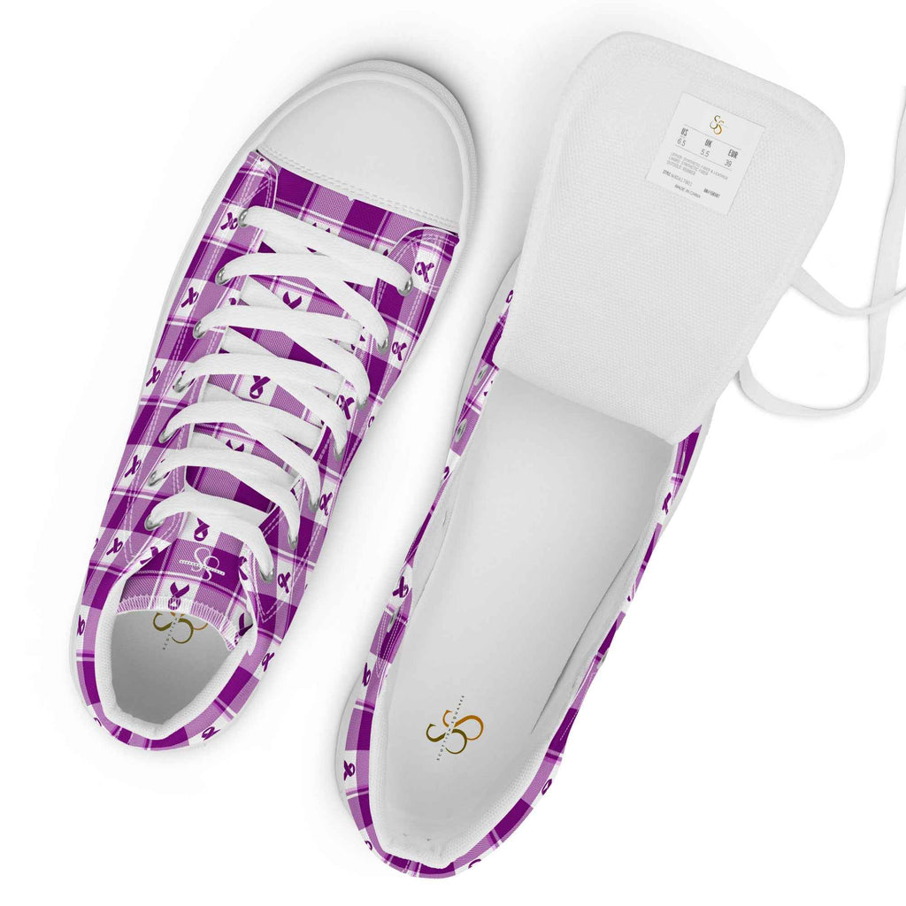 Women’s High Top Canvas Shoes Pancreatic Cancer Awareness Plaid - Scottish Squares